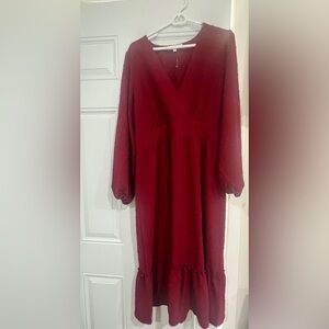 Lucky Brand Deep Red Long Sleeve Dress